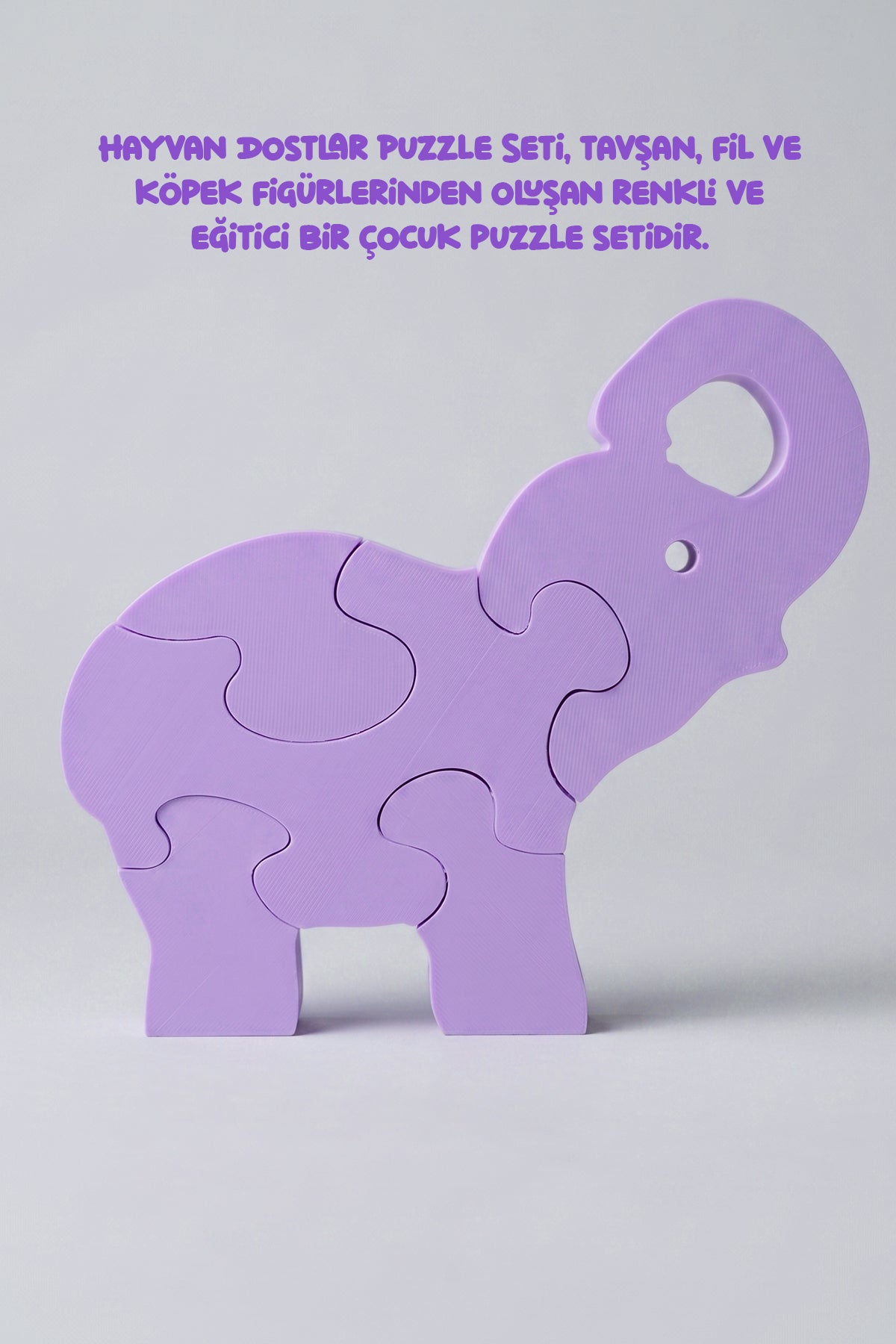 Hayvan Dostlar Puzzle Seti – Tavşan, Fil, Köpek Figürlü Renkli Eğitici Çocuk Puzzle Oyuncağı 3+ Yaş