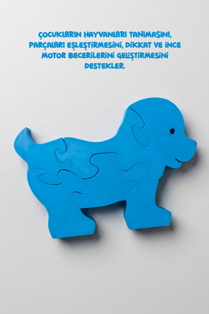 Hayvan Dostlar Puzzle Seti – Tavşan, Fil, Köpek Figürlü Renkli Eğitici Çocuk Puzzle Oyuncağı 3+ Yaş