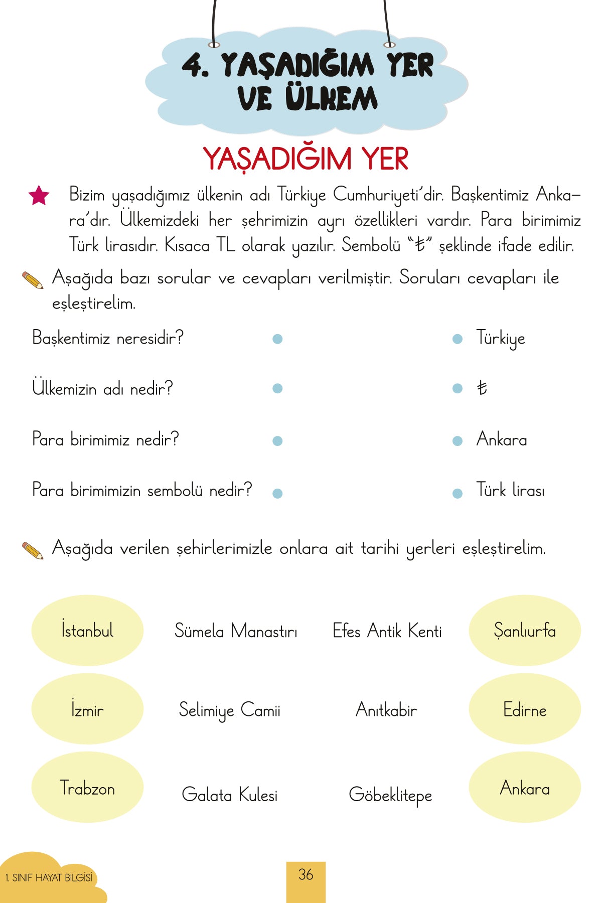 İlkokul 1. Sınıf Kaynak Kitapları Serisi / Hayat Bilgisi Kitabım (Yeni Müfredat)