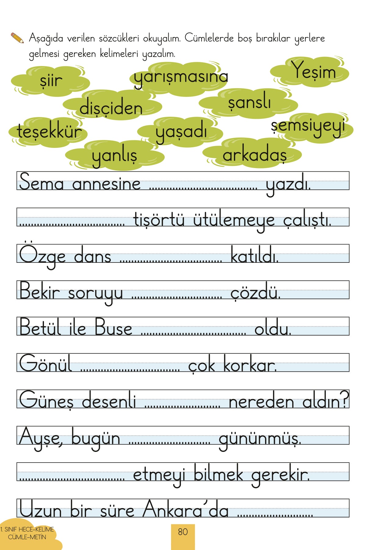 İlkokul 1. Sınıf Kaynak Kitapları Serisi / Hece-Kelime-Cümle-Metin Kitabım (Yeni Müfredat)