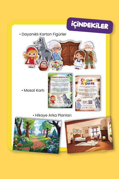 Canlanan Masallar - Kırmızı Başlıklı Kız - Okul Öncesi Etkinlik Kartları