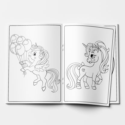 Ilk Boyama Kitabım - Eğlenceli Boyama Seti 1 - Deniz Kızı / Unicorn / Meyveler / Sebzeler