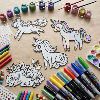 Unicorn Temalı Boyama Seti - Çocuklar İçin Boyanabilir 3D Aktivite Seti